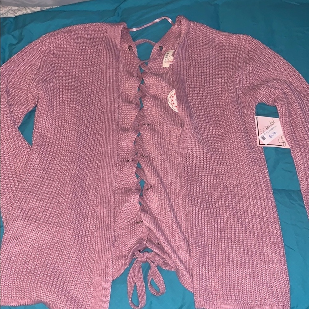 Oversized rose Corset lace up cardigan